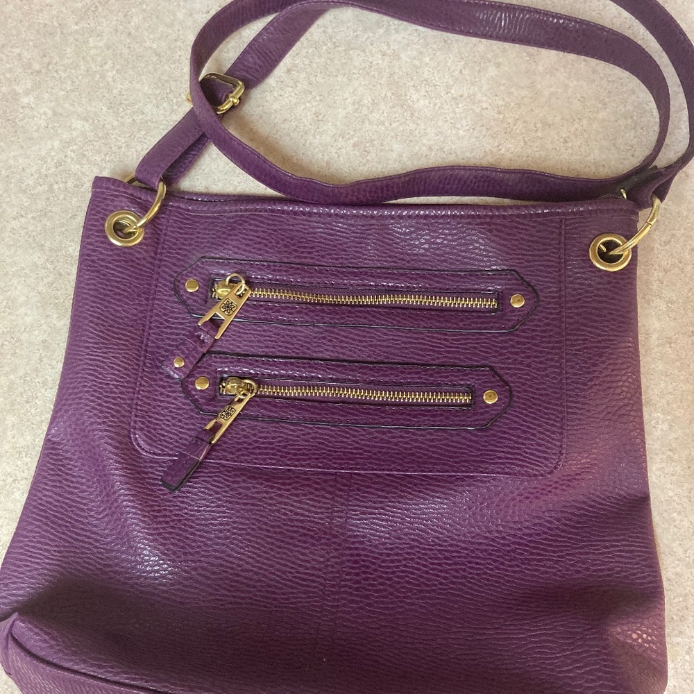 Purple faux leather crossbody handbag, new